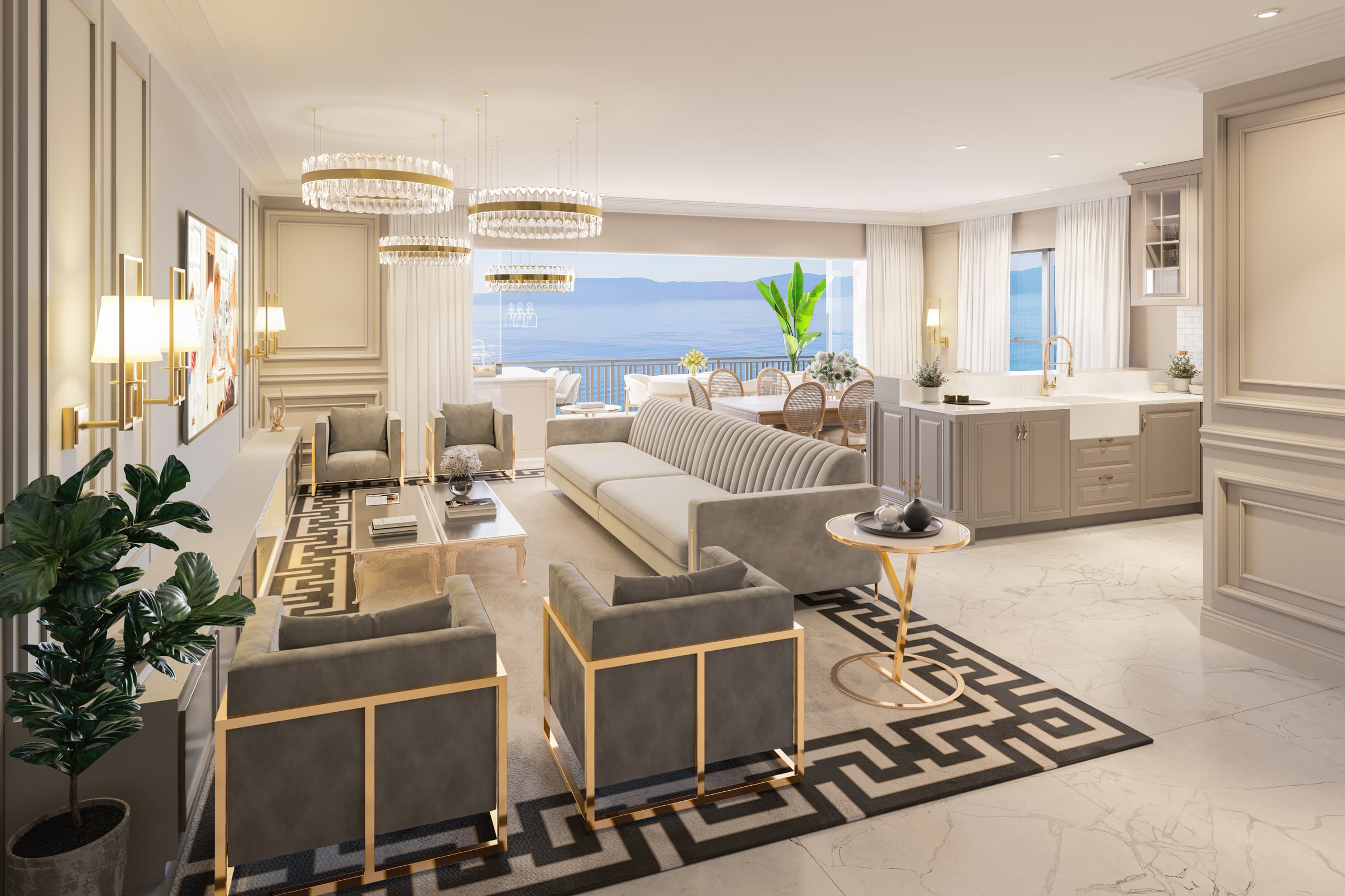 Living integrado do apartamento tipo do Sweden